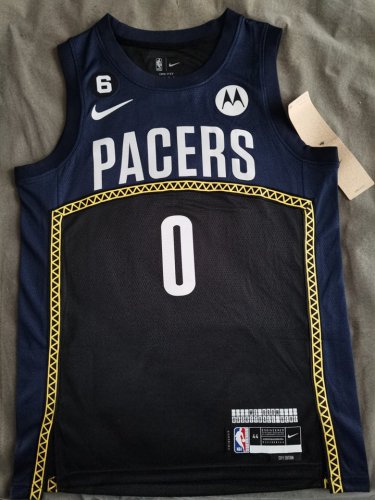 Maillot de Basket #0 Haliburton Pacers 22-23 city Noir Imprimé